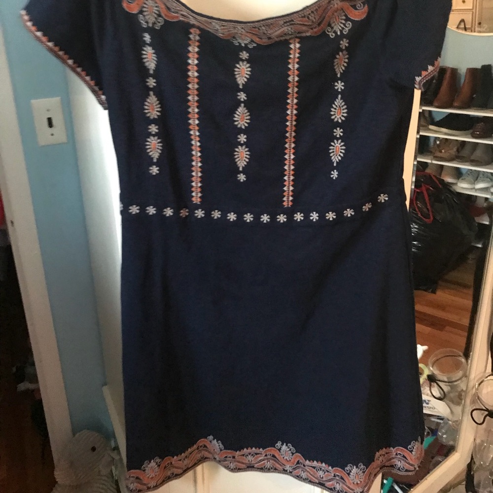 Tory Burch blue dress w/ orange design